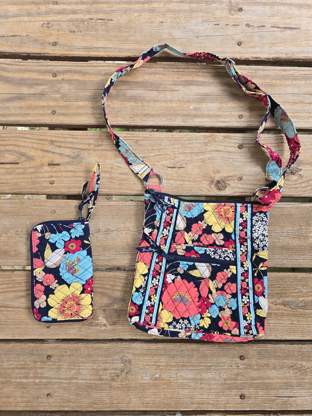 Vera Bradley Crossbody Bag with Wristlet in Retired "Happy Snails" Pattern